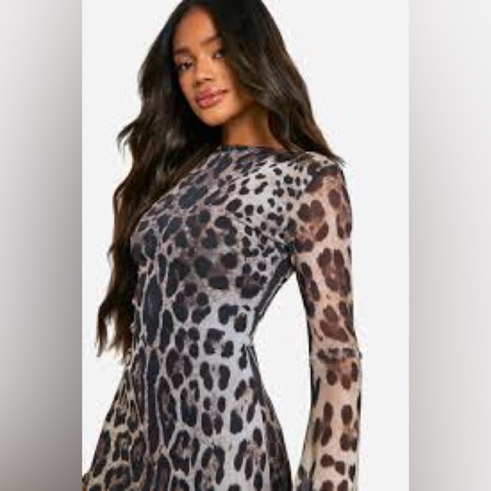 Leopard Print Long Sleeve mini dress